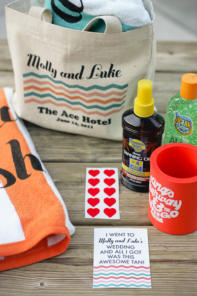 Wedding guests would receive a summer survival kit as a welcome gift
