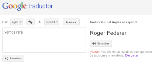El traductor de Google es pro Federer.