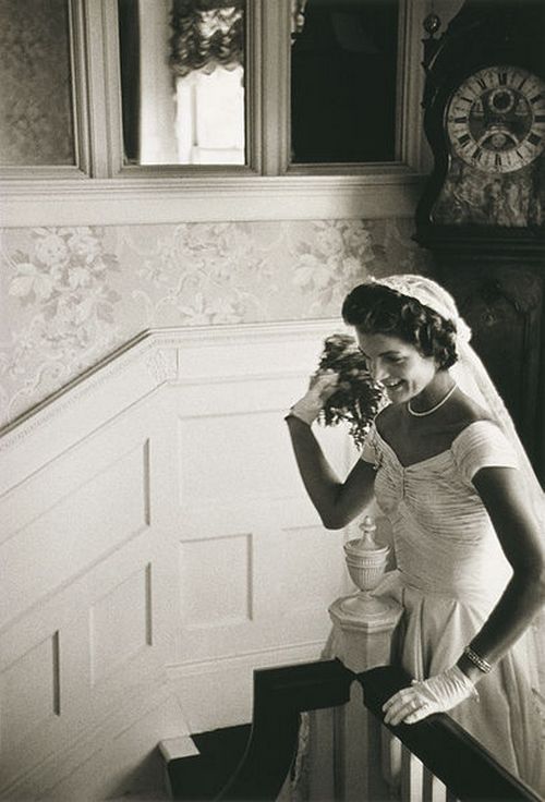 Jacqueline Bouvier on her wedding day, 1953.