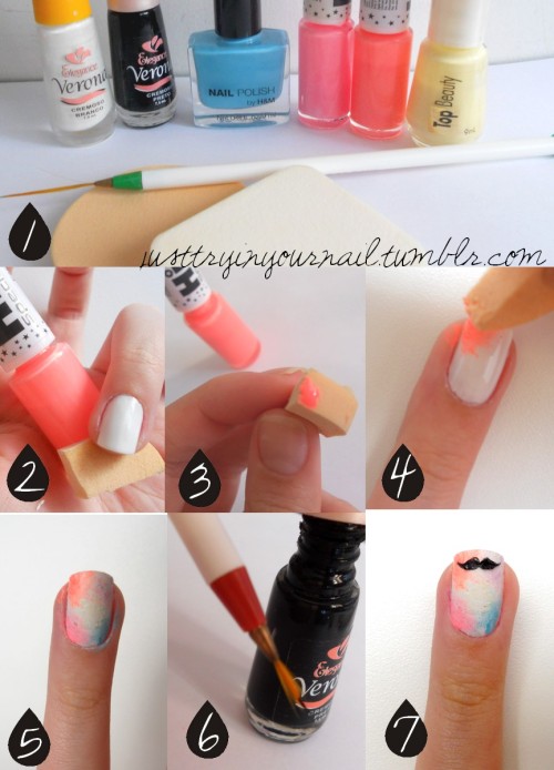 Moustache Nails Tutorial 1. Choose the colors you want in your nail