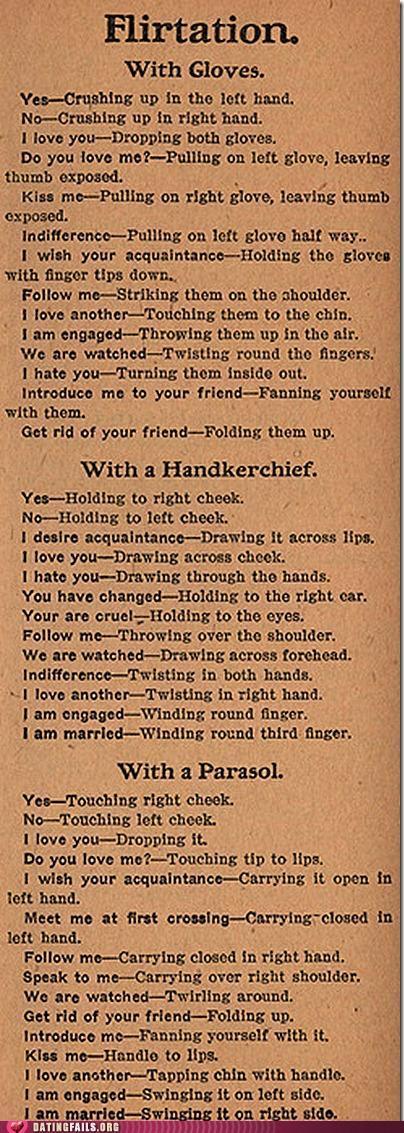 The Victorian flirting code. Very useful for spies in love.