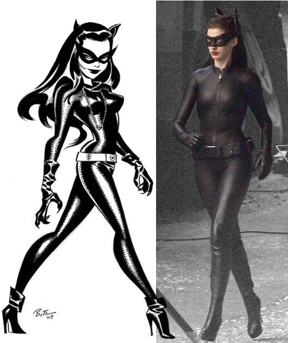 Julie Newmar Catwoman by Bruce Timm Anne Hathaway as Catwoman