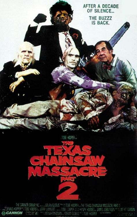 Month Of Horror:12. The Texas Chainsaw Massacre 2, 1986The original Texas Chainsaw Massacre is a true masterpiece of horror, it looks gritty and outdated and that helps a lot, it gets you from the beginning and the tension just builds and builds until the final chase scene. The realistic low-budget tone gets on your nerves pretty quickly, its something you can imagine yourself seeing in real life, it makes you feel uncomfortable and almost dirty. I remember the first time I watched it, it was stuck in my mind for several days. So fucking awesome.The sequel&#8230; is nothing like that. It&#8217;s surreal, over the top and just fucking weird. Funny as hell but it doesn&#8217;t feel like it&#8217;s connected to the first film.Leatherface just seems less threatening here, more stupid and just keeps dancing around with the chainsaw, doesn&#8217;t do much for me. Also the &#8216;good guy&#8217; of the movie is as mentally unbalanced as the bad guys. It made me actually say out loud &#8220;what the fuck?!&#8217; a couple of times. Bill Moseley is in this movie, and his character reminds me of David Cross, maybe that&#8217;s just me being weird, but yeah.Not even the special effects &#8216;maestro del gore&#8217; Tom Savini can help this movie&#8230;not even Goo Goo Muck by The Cramps. If you look at it like a comedy and leave your brain out you&#8217;ll enjoy it a lot more than if you try to piece it together with the previous film.

P.S. Have you ever noticed that the poster is a spoof on The Breakfast Club?