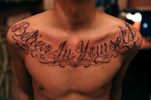 Tagged believe boy tattoo chest tattoo cursive
