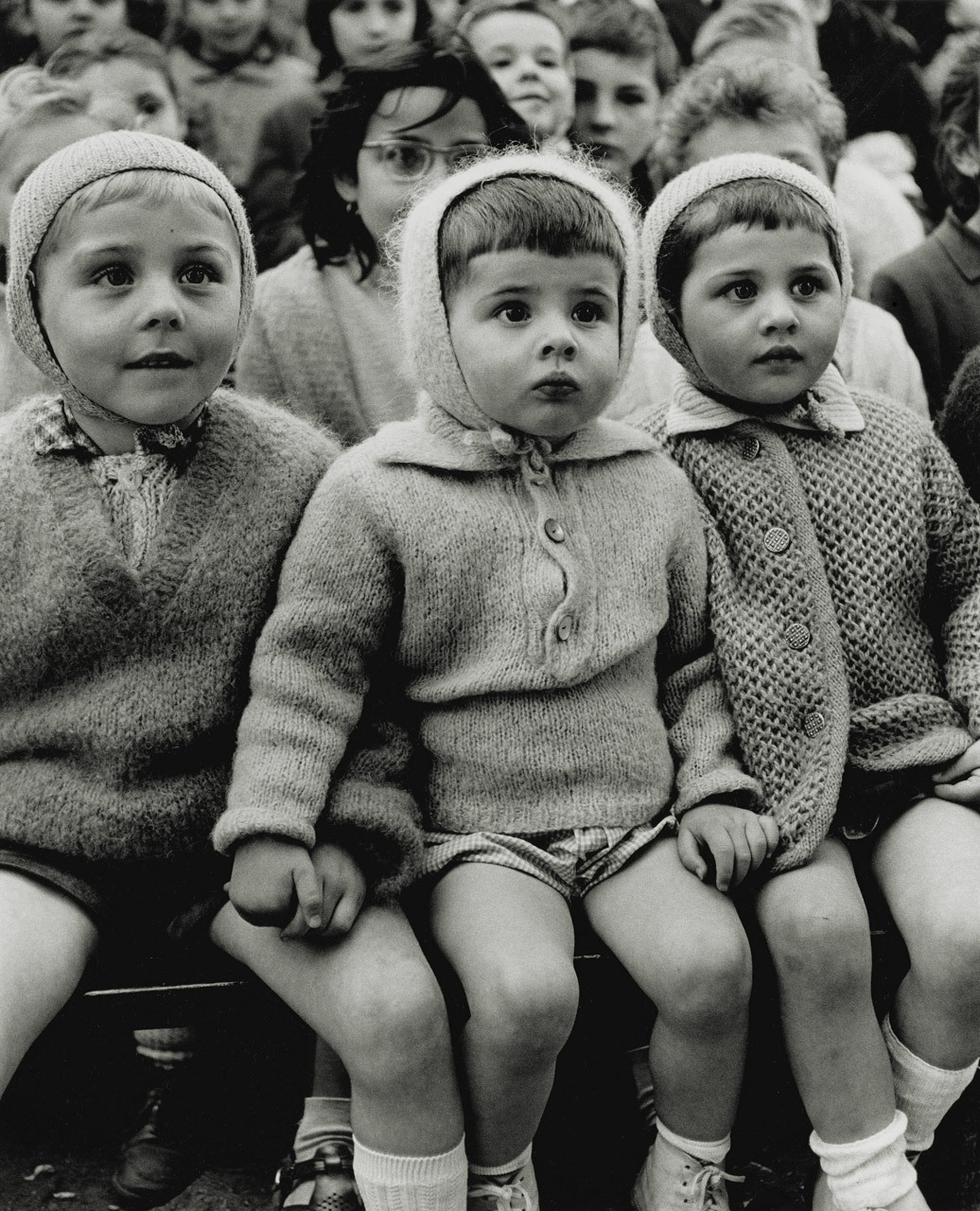 Children at a puppet Theatre
watching St. George and the Dragon story; photo by Alfred Eisenstaedt, Tuileries, Paris, 1963