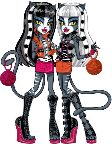 welcometomonsterhigh:

Meowlody and Purrsephone. official art from the MH Facebook.
