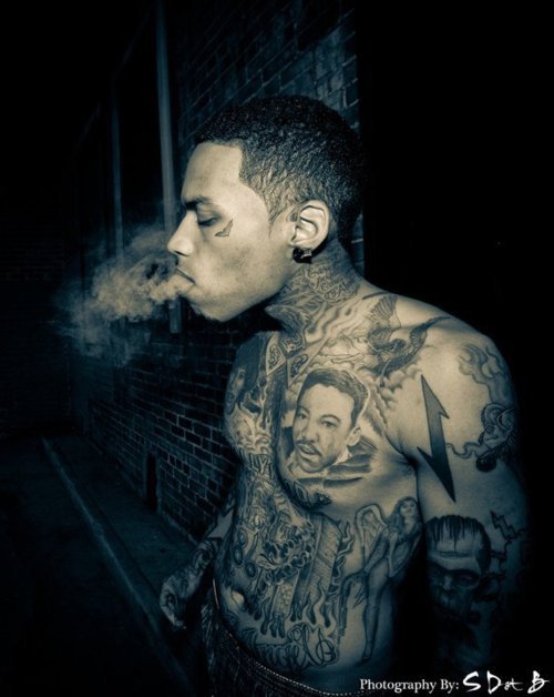 Tagged ink tattoos Kid Ink smoke weed dope blunt Marijuana hiphop swag 