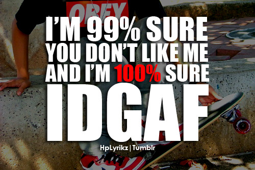 I’m 99% sure you don’t like me, and I’m 100% sure IDGAF.