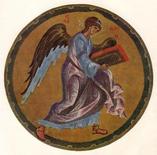 andreirublyov:  Saint Matthew (c. 1395) Khitrovo Gospels This is the only work in the Khitrovo Gospels which is strongly believed to be that of Andrei Rublyov.