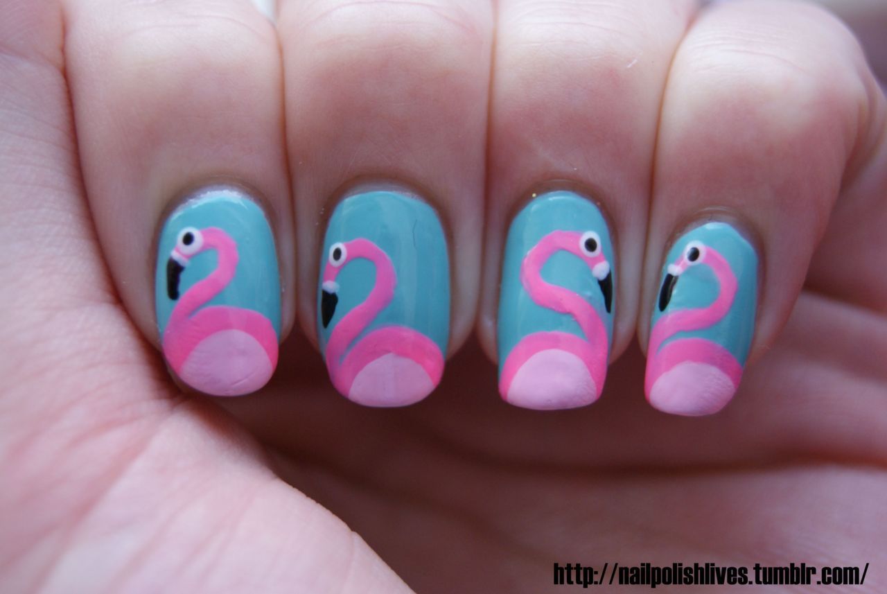 nailpolishlives:
~ Flamingo nail art:)
   Inspired by http://www.rina-alcantara.com/2011/11/nail-art-fun-with-flamingos.html
