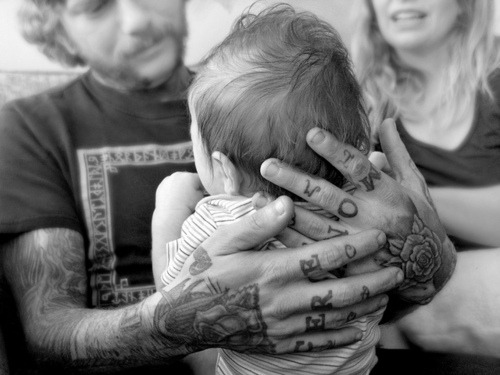  baby cute hands floral rose sleeve tattoo