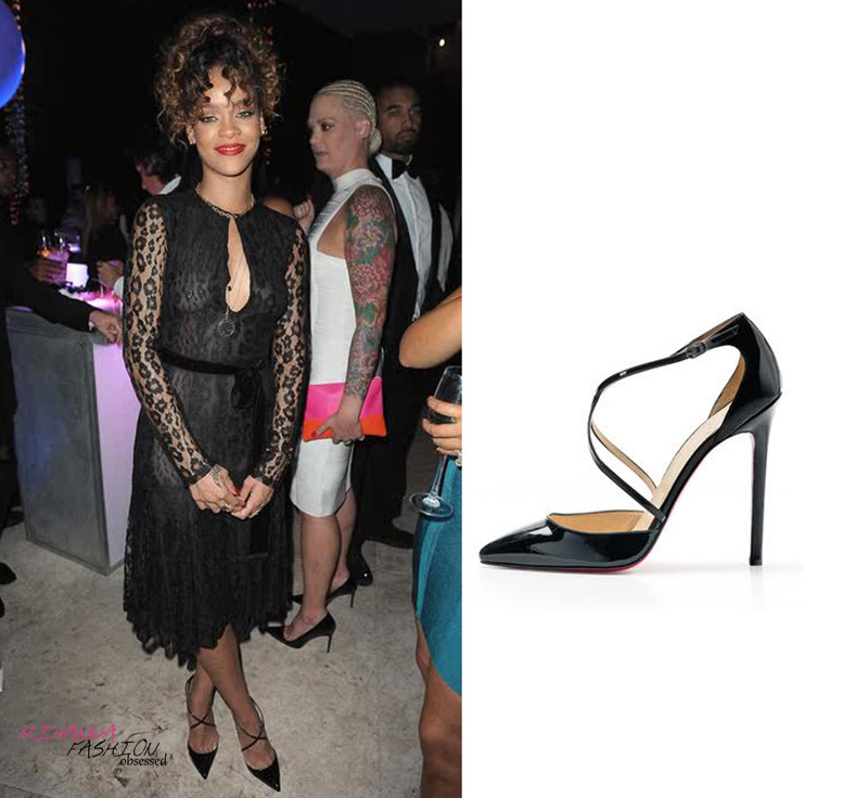 (January 31st) Rihanna in Christian Louboutin (crosspiga) during a New years party in Miami hosted by P Diddy. FYI: Rihanna is wearing Tom Ford