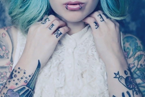 upload piercings tattoos inked tattoo inked girl ink cute girl tattooed girl body modification sleeve body mods body modifications colorful hair Tattoo Sleeves 