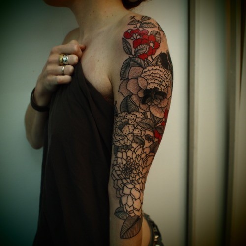  floral sleeve tattoo 
