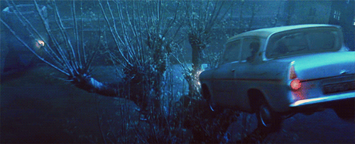 nervoustruth:

Harry Potter and the Goofs and Trivia.| Fourteen Ford Anglias were destroyed to create the scene where Harry and Ron crash into the Whomping Willow.
