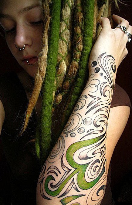 Tagged with arm tattoo dreadlocks dreads green dreads green tattoo hair 