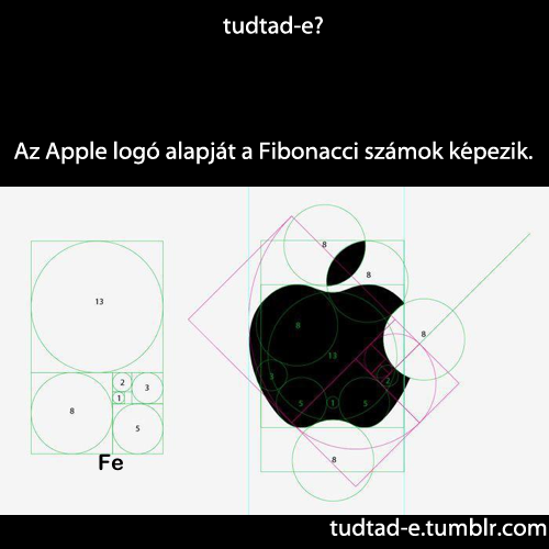 <p>Az Apple logó alapját a Fibonacci számok képezik.</p>