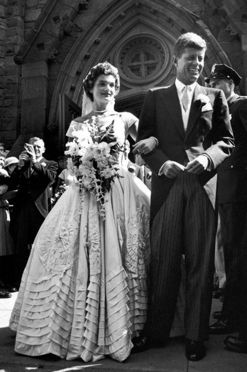 John and Jackie Kennedy, newlyweds.  