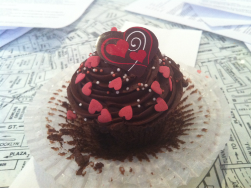Delicious chocolate cupcake from Patisserie  Valerie. A lovely Valentines treat!