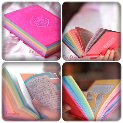 niawardhani:

Love this Al-Qur’an with rainbow motif. This is owned by Dian Pelangi.
