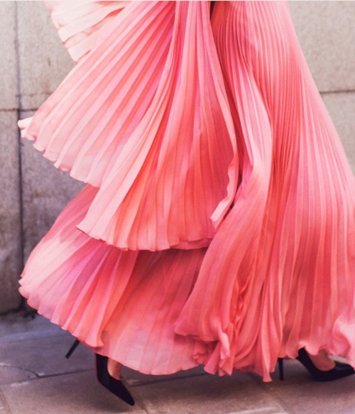Chiffon + maxi skirt + pink