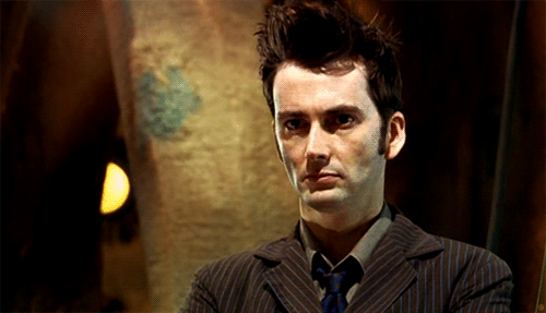 David Tennant, Dr.Who, straight face and hair in the wind gif