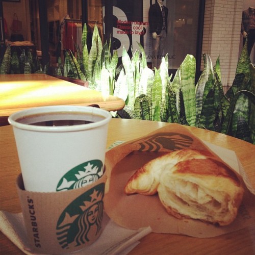 Beat the store employees to the mall this morning - staking out JCrew at Starbucks  (Taken with instagram)
