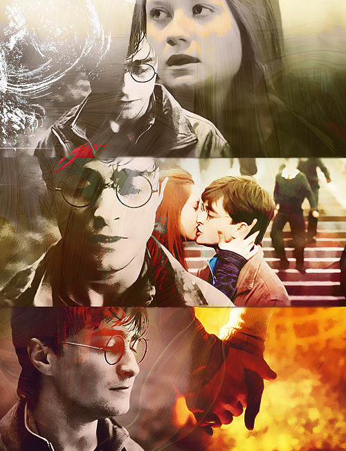 thenightiswild: ... e Harry pensou inexplicavelmente de Ginny, e seu olhar ardente, ea sensação de seus lábios nos dele-
