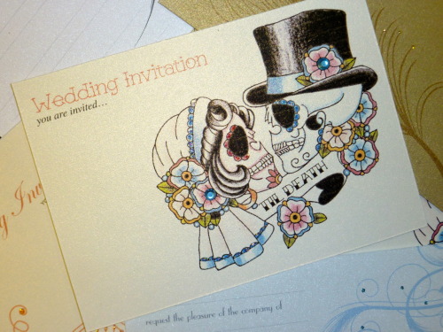 Tattoo Style Bride and Groom Sugar Skull Wedding Card