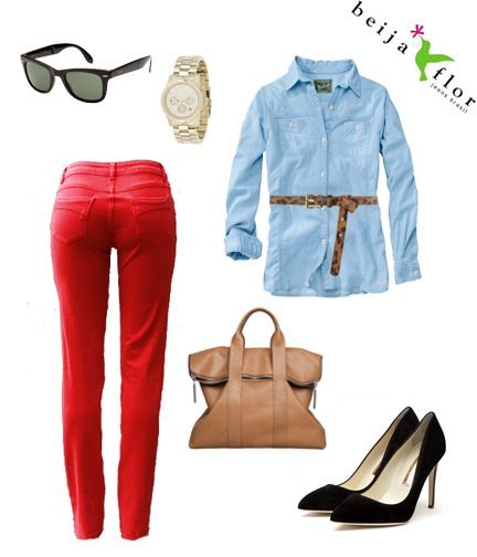The &#8220;Jarrett&#8221; also comes in red, a great complement to a chambray shirt with a skinny leopard print belt.