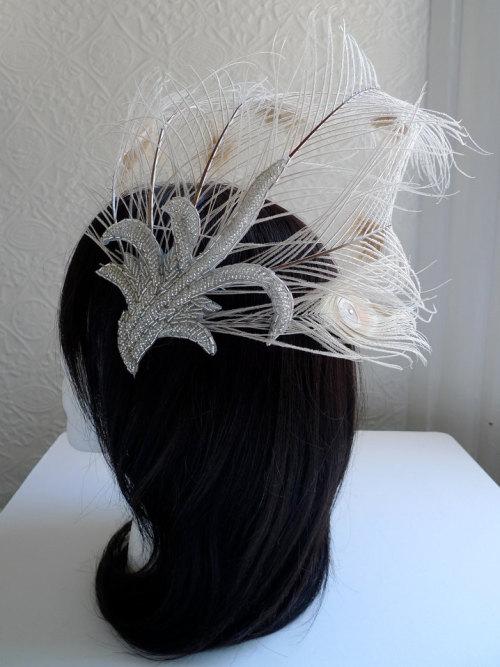 Listing of the Day Ivory Peacock Bridal Fascinator Get it here http 