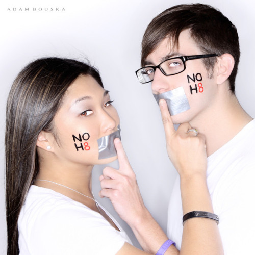 Kevin McHale Jenna Ushkowitz pose for Adam Bouska in support of NOH8