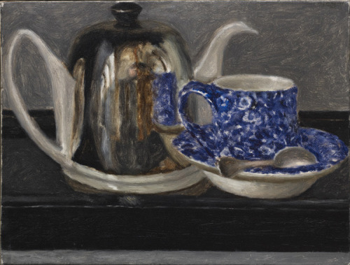 Avigdor Arikha 
Still life with Teapot and Blue Cup
there is a nice post of Arikha work here