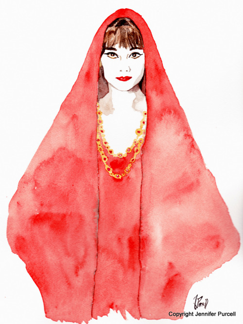 Audrey Hepburn Givenchy 1962 Fashion Illustration by Jennifer Purcell