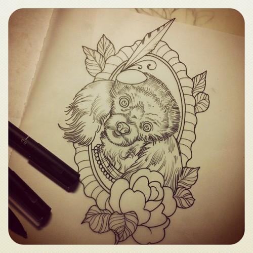 Ditsy poodle countess Eva de burberry rose sketch dogs tattoo tattoos 