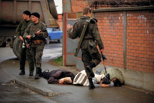March 1992 Serbian paramilitaries round up and execute Bosnian Muslims in 