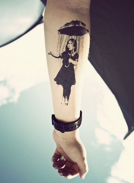  banksy tattoo umbrella girl 