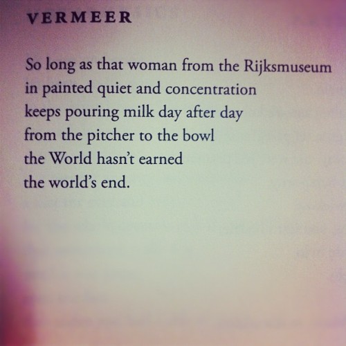 &#8220;Vermeer&#8221; by Wislawa Szymborska. From HERE. 