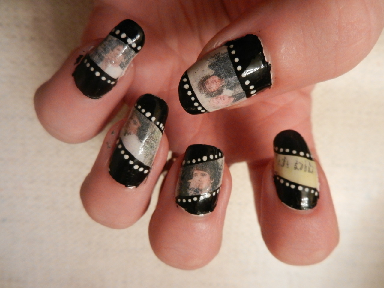 One Direction Film Nails. So I saw someone do film reel nails and I thought