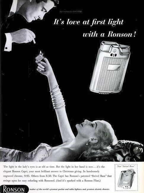 hoodoothatvoodoo: Sunny Harnett para el anuncio Ronson, 1956

