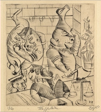 Otto Dix, Fleischerladen, drypoint, 29,8 x 25,6 cm, 1920