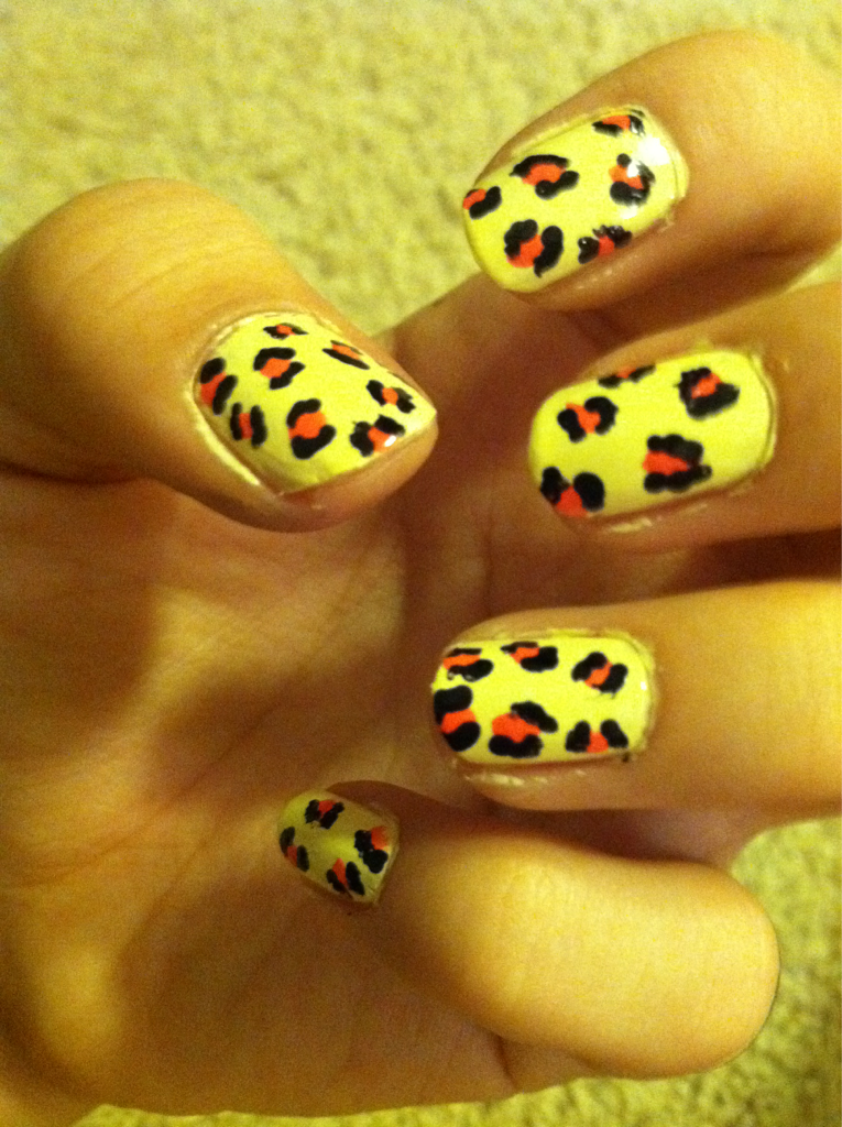 this is my Pink lemonade leopard nails. light yellow base with dark pink