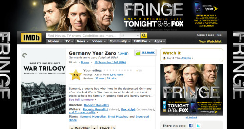 Seriously, IMDB? It's bad enough I'm writing a film studies paper on a  Friday, but you had to remind me of what I'm missing... : r/fringe