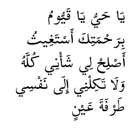 O Ever Living One, O Self- Sustaining One, by Your mercy do I ask for Your support in setting all my affairs right. Do not leave me to my soul for so much as the blink of an eye.