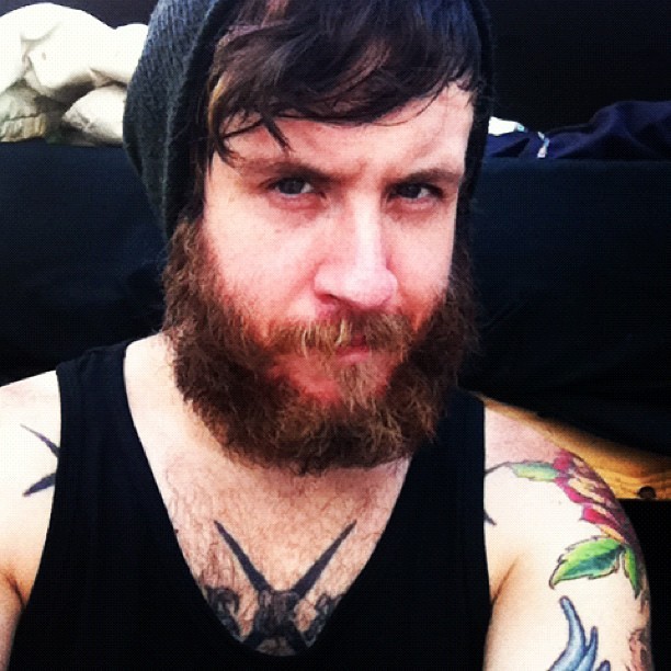 Tags beard men knit tattoos beanie scowl 