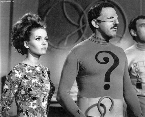 Deanna Lund as “Annagram” and John Astin as “The Riddler” in the episodes ‘Batman’s Anniversary’ and ‘A Riddling Controversy’ from Season 2 of “Batman” - 1967