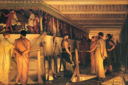 Sir Lawrence Alma-Tadema. Phidias Showing the Frieze of the Parthenon to his Friends. ca. 1868.
Oil on canvas.
Birmingham Museum and Art Gallery. Birmingham, UK.