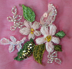 Detail from silk chiffon embroidery