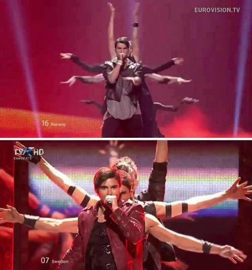 burning-brighter-than-the-sun:

stockholmesyndrom:

nice try norway…..

norway must be pissed. we ended up in 3rd place with eric, then they tried to copy us but ended up in a bad place while we won with loreen. fail.
haha when I saw them do that I was just like &#8220;omg now it&#8217;s even more like eric&#8221;
