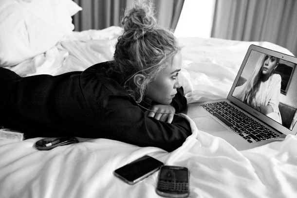 Here's a photo of MaryKate and Ashley Olsen Skyping that will appear in the